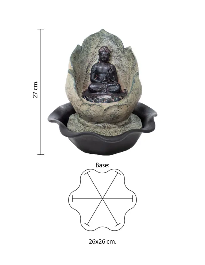 Fuente de poliresina diseño buda en flor con luz 26x26x26.3cm - Image 4