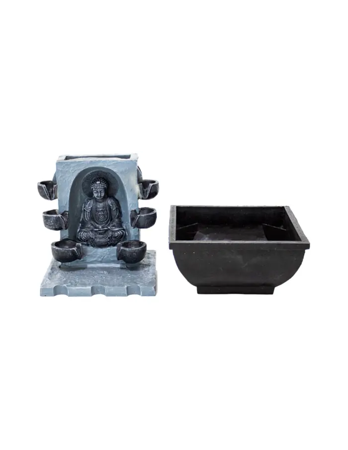 Fuente de poliresina con Buda meditando y piedras a los lados de 13x12x17cm - Image 2