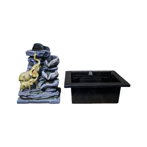 Fuente de poliresina con elefante y cuencos de 21×17.5x25cm