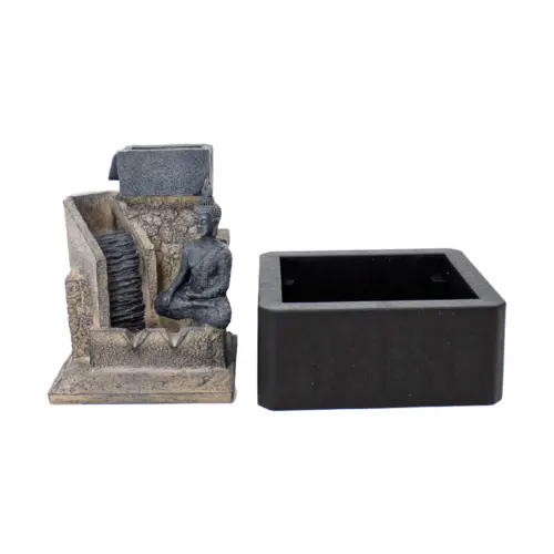 Fuente de poliresina con buda sentado y cascada de 20x18x26cm