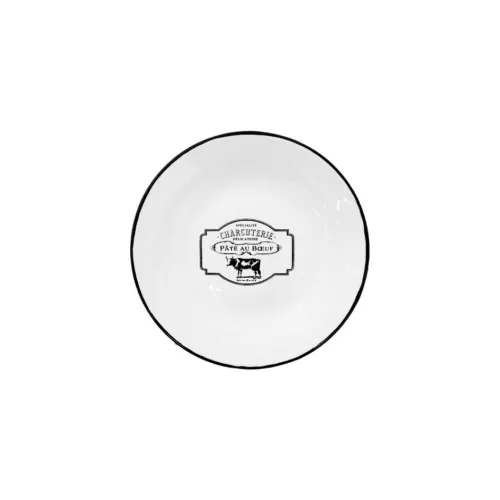 Plato de peltre blanco c/estampado vaca diseño francés de 16x3cm