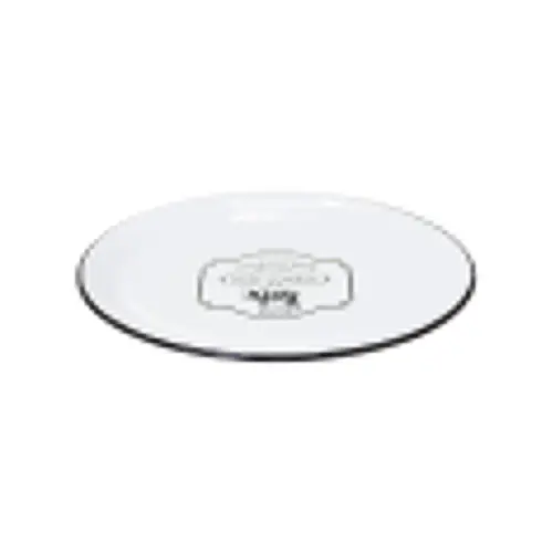 Plato oval de peltre blanco c/estampado vaca diseño francés de 28x17x3cm