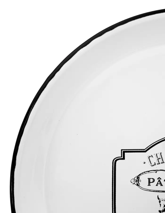 Charola redonda de peltre blanca c/estampado vaca diseño francés - Image 3