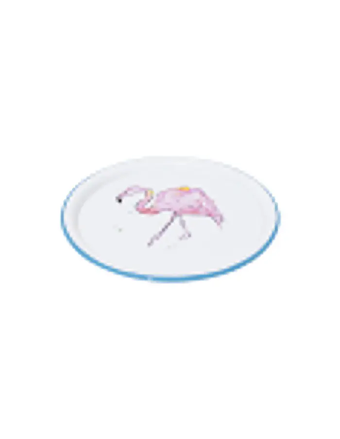 Plato de peltre blanco con diseño de flamingo de 20x20x1.5cm - Image 2