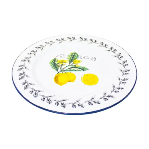 Plato de Peltre estampado limones de 34x34cm