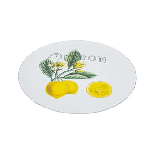 Plato de peltre blanco estampado limones de 27x27xcm
