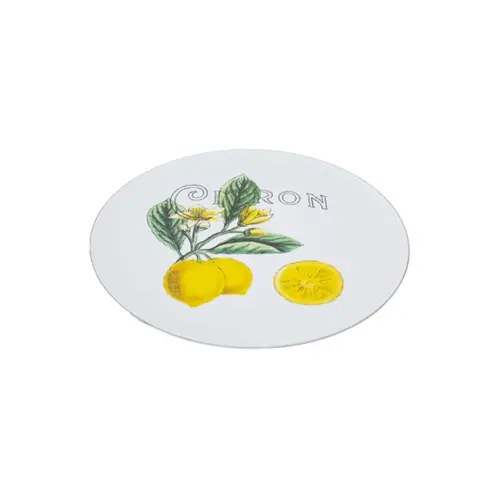 Plato de peltre blanco estampado limones de 25x25cm