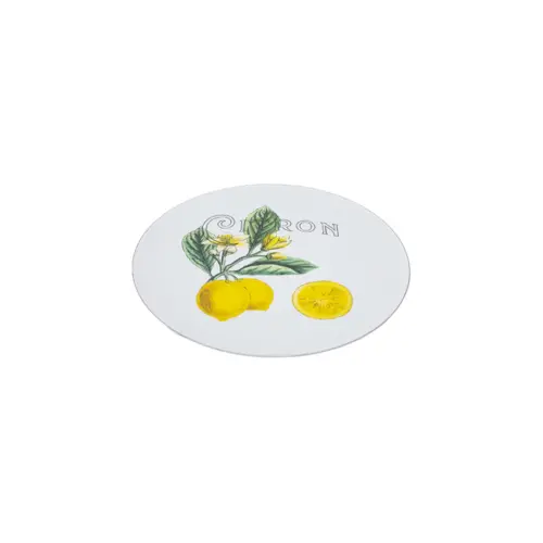 Plato de peltre blanco estampado limones de 22x22cm