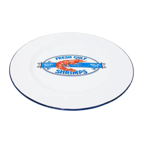 Plato de peltre blanco diseño Camarón de 34x34xcm