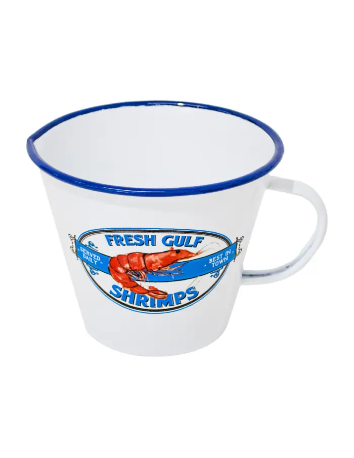 Taza de peltre blanca estampado Camarón de 10.5x10.5x9cm - Image 2