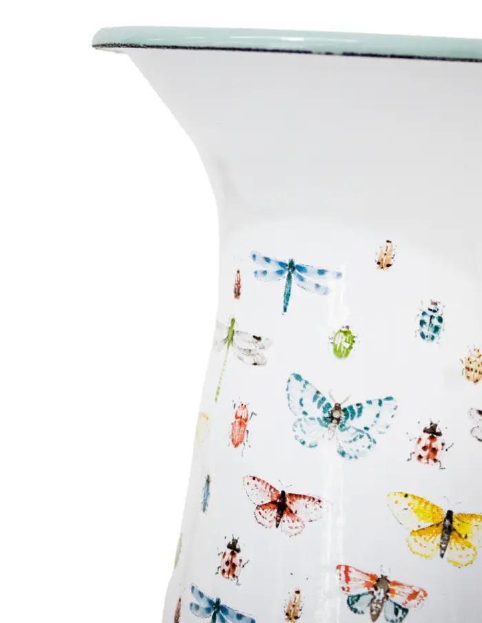 Jarra de peltre blanca diseño insectos de 12x12x20cm - Image 3