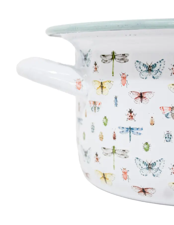 Olla de peltre blanco diseño insectos de 19x19x13cm - Image 3