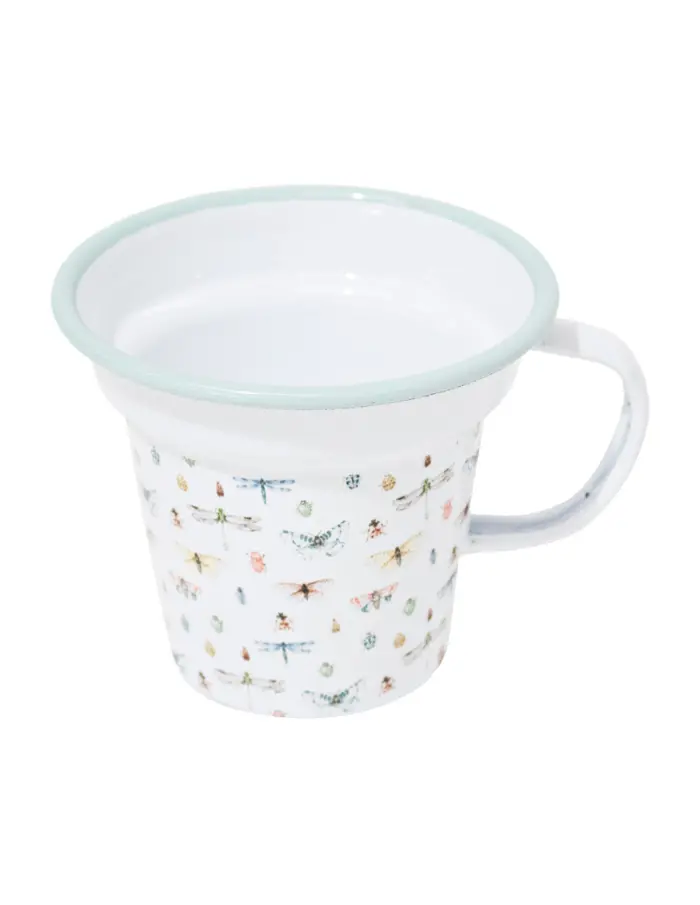 Taza de peltre blanca estampado insectos de 10.5x10.5x9cm - Image 2