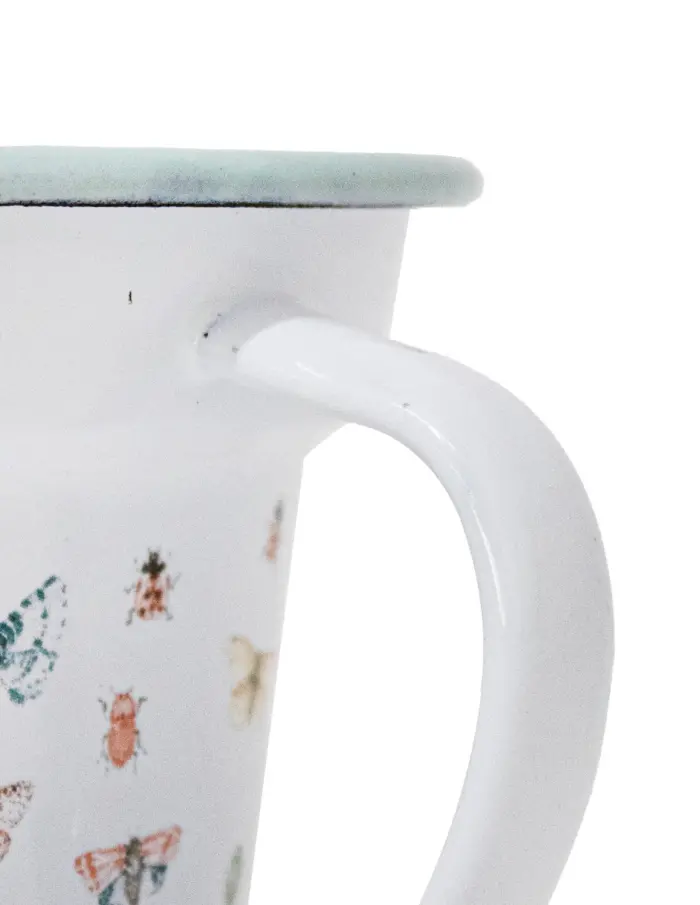Taza de peltre blanca estampado insectos de 10.5x10.5x9cm - Image 3