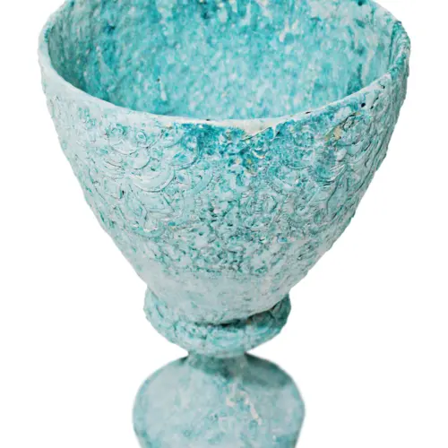 Copa de poliresina diseño medieval azul de 19x19x27cm
