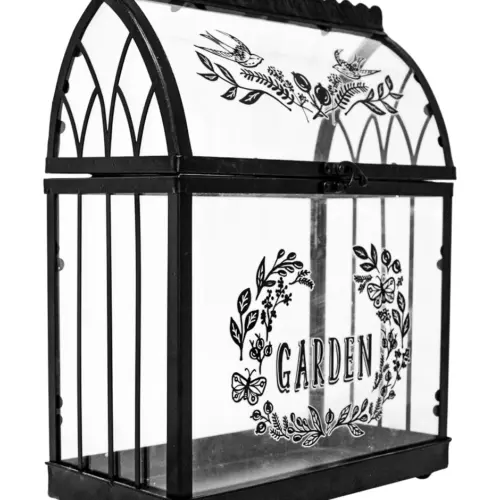 Terrario de cristal con metal de 30×15.5x40cm