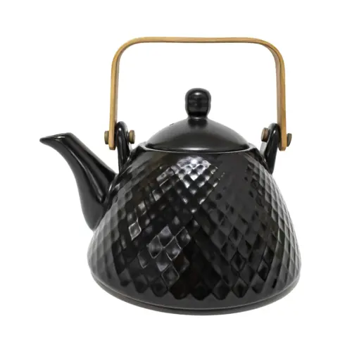 Tetera de cerámica negra