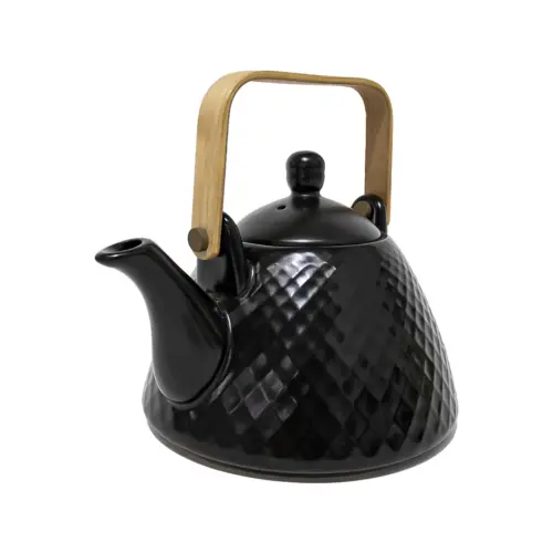Tetera de cerámica negra