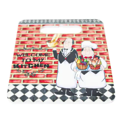 Portacalientes rectangular con diseño Chef y Mesero de 18x24cm