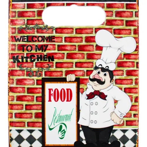 Portacalientes rectangular con diseño Chef y Pizarron de 18x24cm