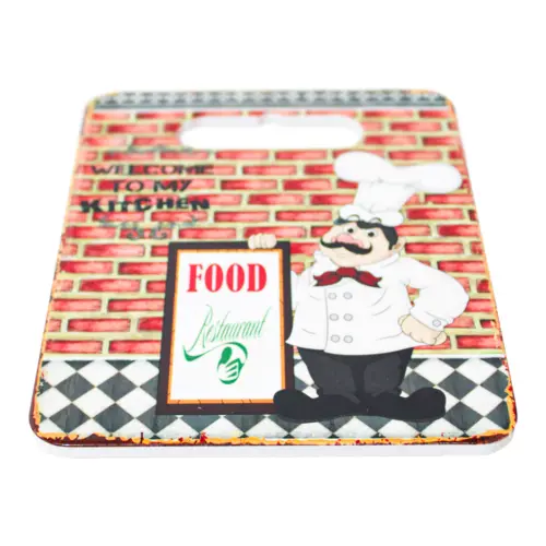 Portacalientes rectangular con diseño Chef y Pizarron de 18x24cm