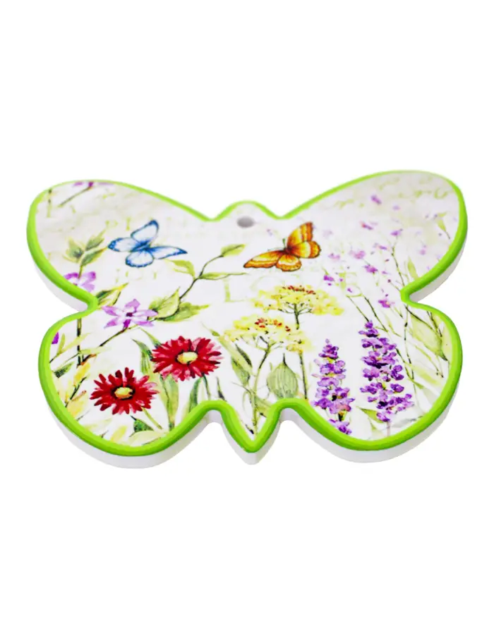 Porta calientes diseño mariposa verde con estampado de flores y mariposas de 17x19cm - Image 2