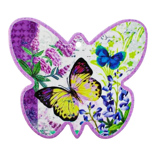 Porta calientes diseño mariposa morada con flores y mariposas de 17x19cm