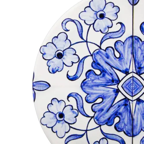 Juego de 4 portavasos redondos estampado de mosaicos azules de 9x9cm
