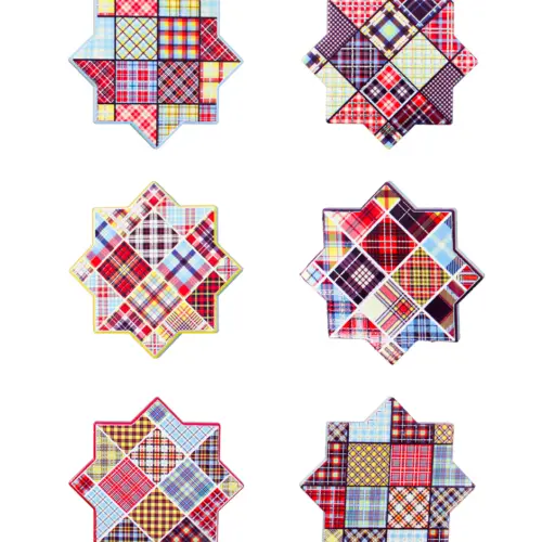 Juego de 6 porta vasos diseño estrellas con cuadros de 10x10cm