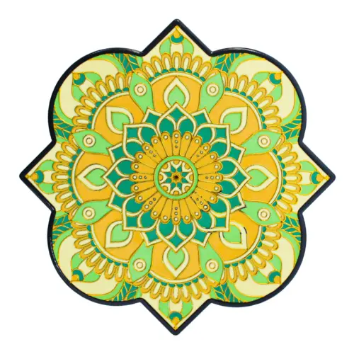 Porta calientes diseño mandala de color amarillo de 20×20