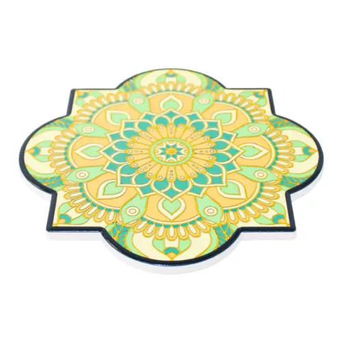 Porta calientes diseño mandala de color amarillo de 20×20