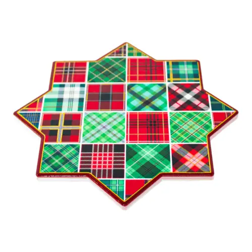 Portacaliente diseño escoses verde con rojo de 20x20cm