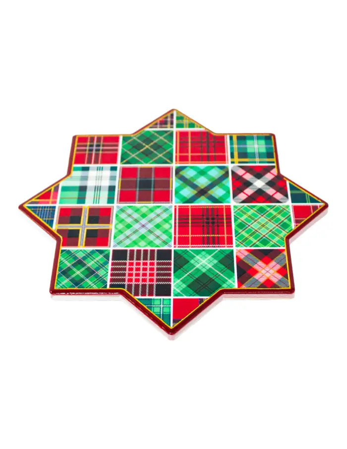 Portacaliente diseño escoses verde con rojo de 20x20cm - Image 2