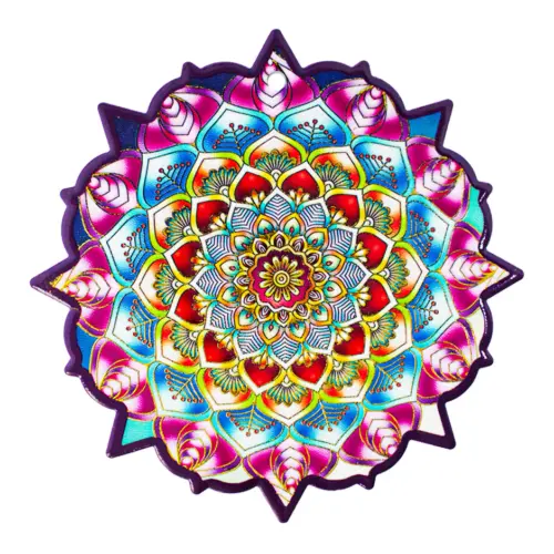 Portacaliente diseño mandala rosa con azul de 20x20cm