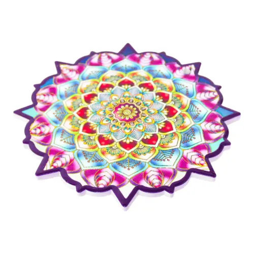 Portacaliente diseño mandala rosa con azul de 20x20cm