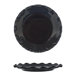 Plato negro de porcelana ondulado de 26cm