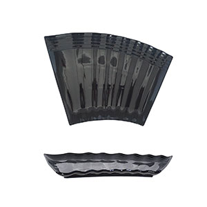 Platón negro de porcelana diseño abanico de 41cm