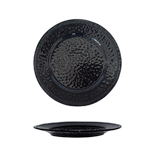 Plato negro de porcelana con puntos en la orilla de 20cm