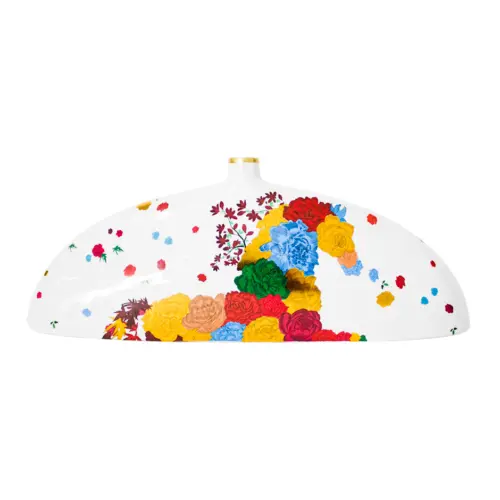 Florero de porcelana diseño botella blanca con caballo de colores de 45.6x8x17cm