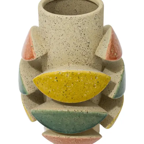 Florero de resina diseño piedras de colores de 18x18x26cm