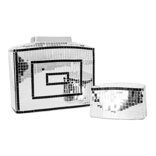 Bombonera con tapa de espejos plateados de 17.2×8.7×20.5cm