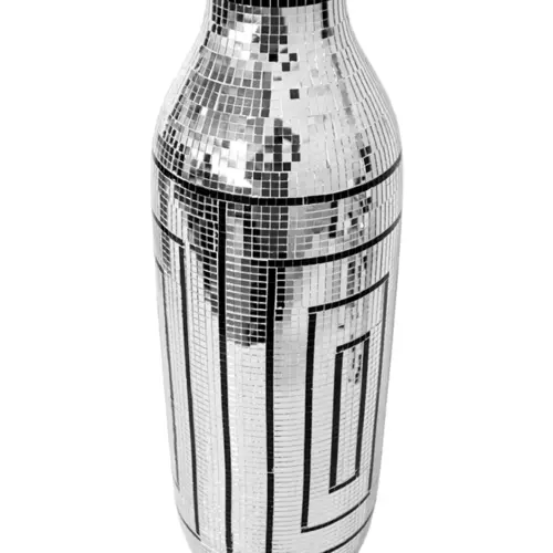 Florero diseño botella con espejos plateados de 16.7×16.7×51.5cm