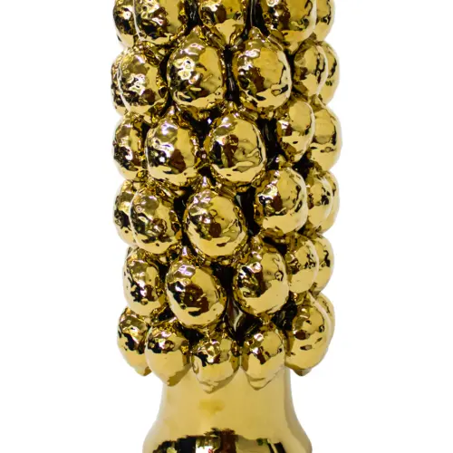Florero de porcelana dorada con nueces de 21.3×21.3x47cm
