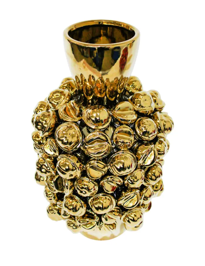 Florero de porcelana dorada con nueces de 30x30x47.5cm - Image 2