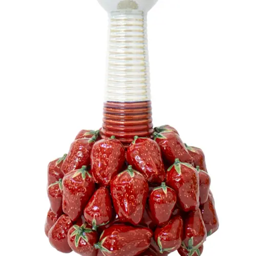 Florero de porcelana diseño fresas de 29x29x46cm