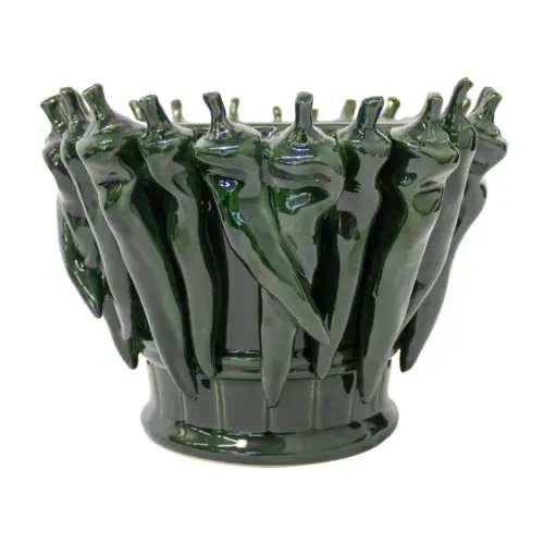 Base de porcelana diseño chiles verdes de 23x23x17cm