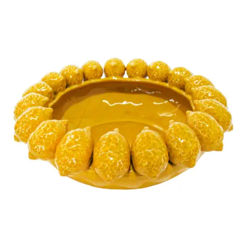 Frutero de porcelana diseño limones amarillos de 37.3×37.3×13.7cm