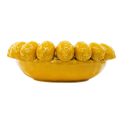 Frutero de porcelana diseño limones amarillos de 37.3×37.3×13.7cm