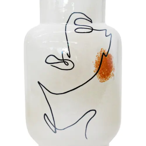 Florero de porcelana blanco diseño rostro de 19×12.5×32.5cm