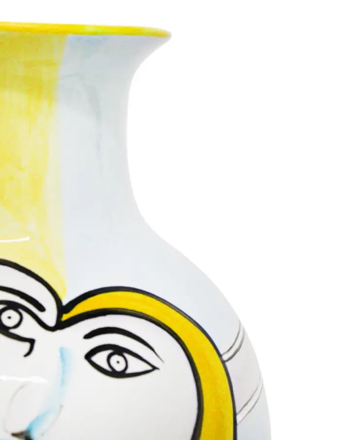 Jarrón de porcelana blanco con rostro de mujer de colores de 29x29x62.5cm - Image 3